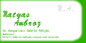 matyas ambroz business card